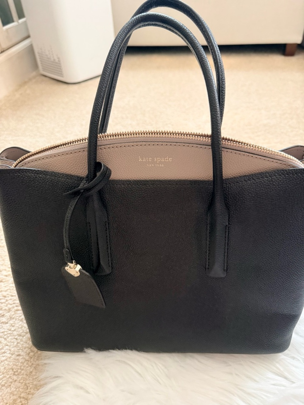 kate spade Black and Taupe Leather Tote